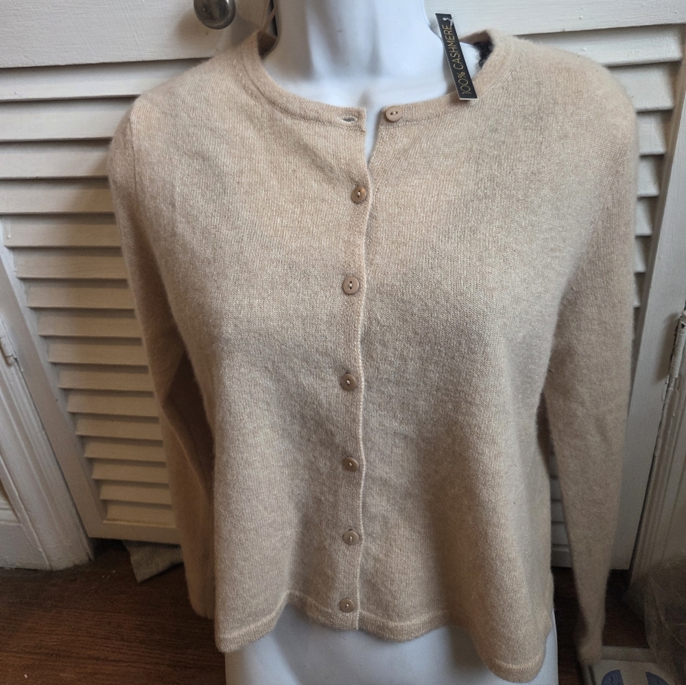NWT House Of Harlow Womens 100% Cashmere Cardigan Sweater S 36"Bust Beige   $169
